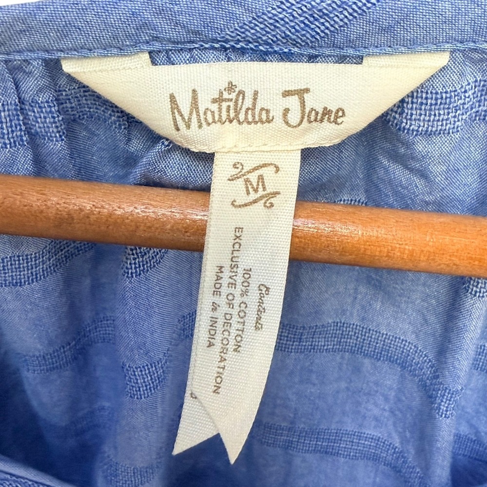 Matilda Jane Dream Chasers Pretty Thing Blue Chambray Blouse Cottagecore Size M - Picture 7 of 8